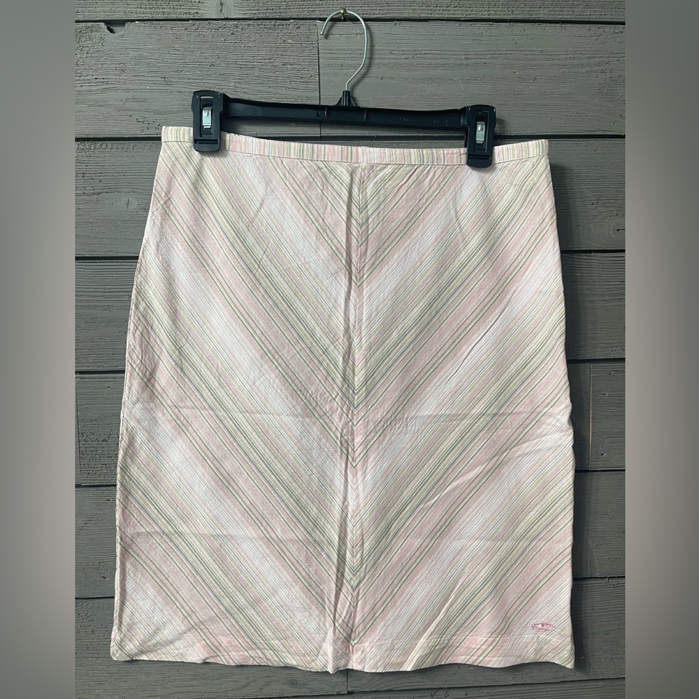 O'Neill Pastel Pink and Light Green Striped Pencil Skirt